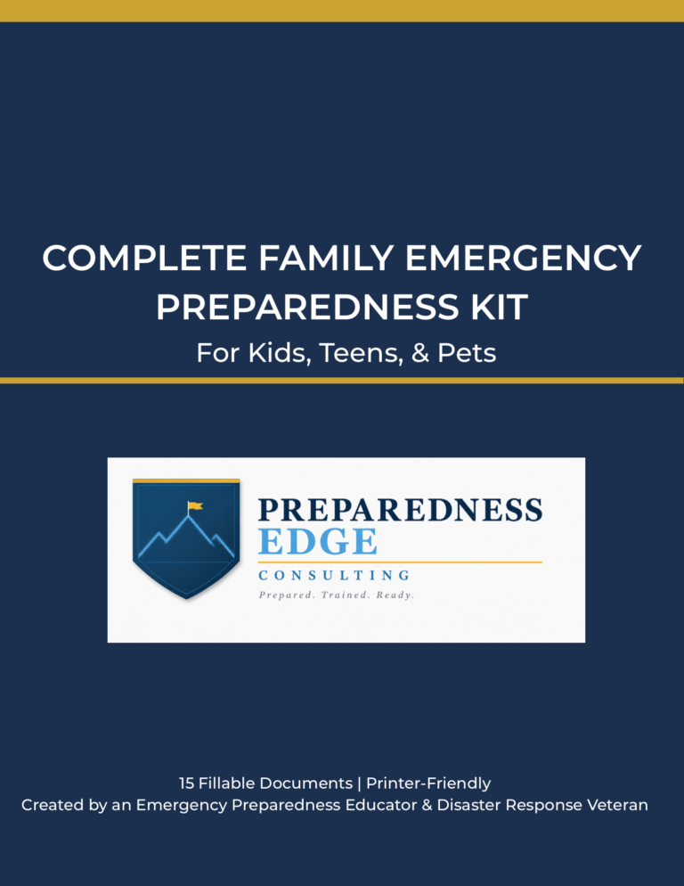 Complete Family Emergency Preparedness Kit – Adults, Teens, Kids, & Pets